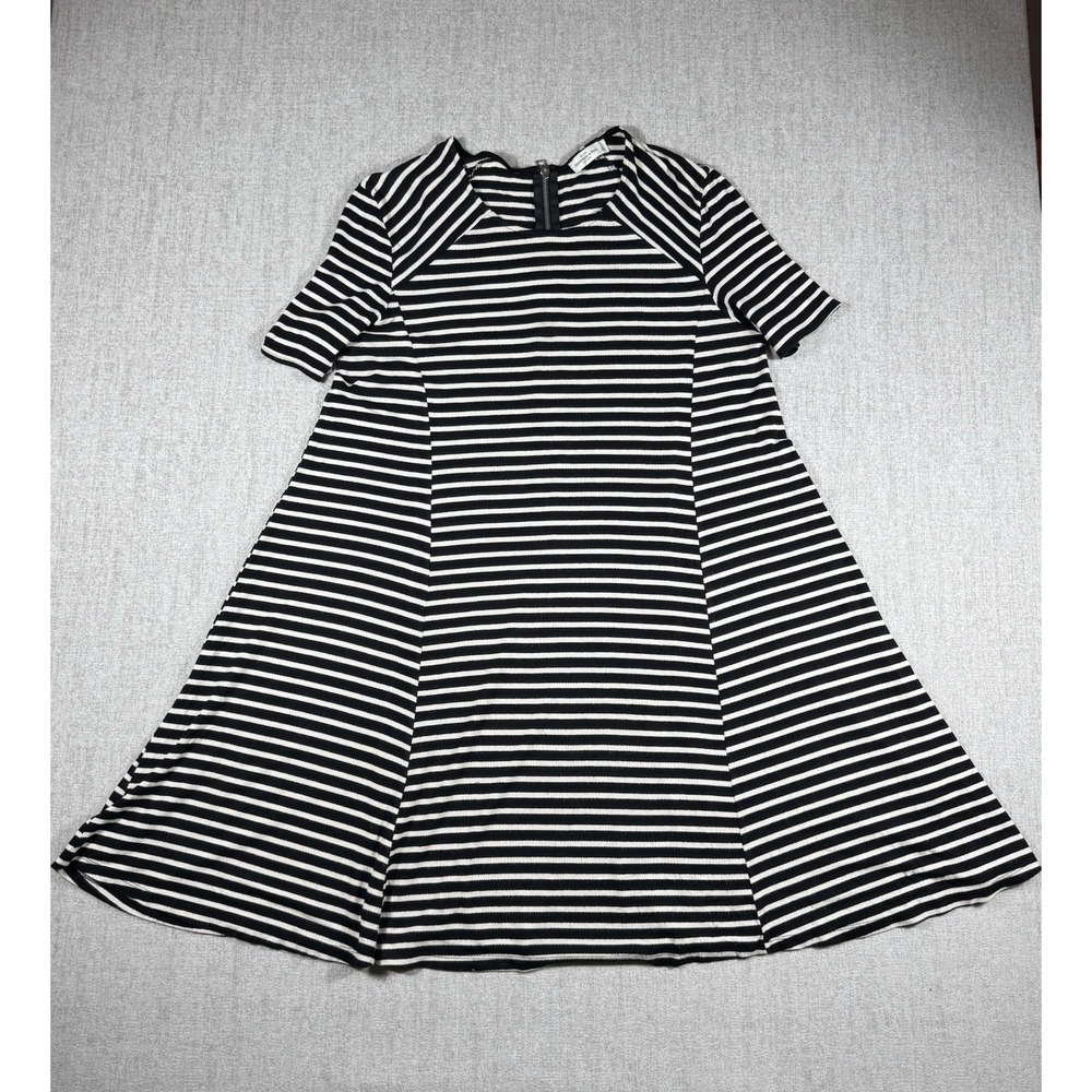 Abercrombie & Fitch Women's Black And White Striped Short Sleeve Dress L